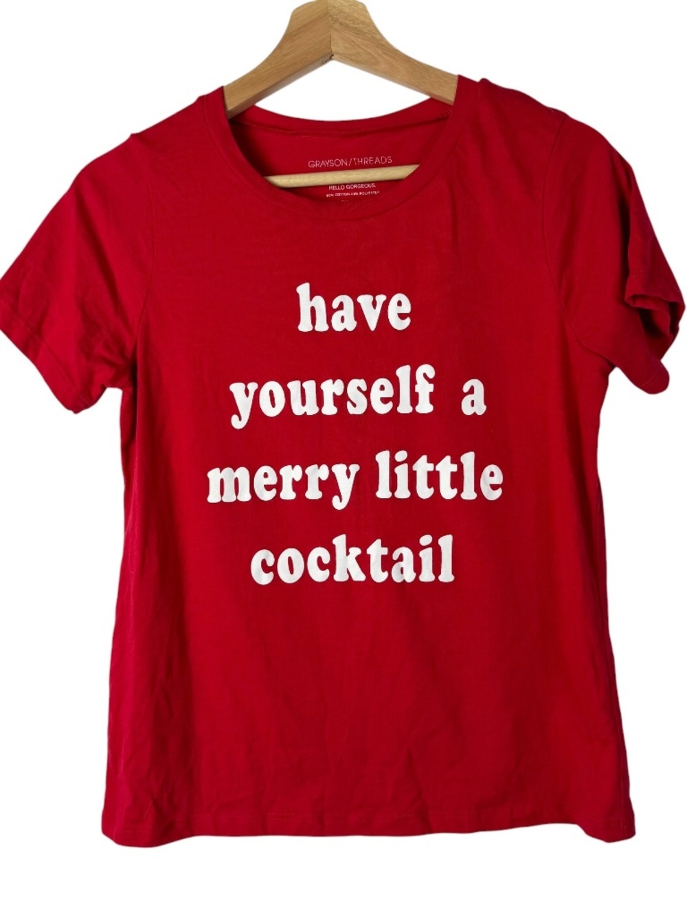 Grayson Threads Bright Red Merry Cocktail Christmas Short Sleeve T-Shirt S